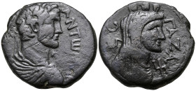JUDAEA. Gaza. Antoninus Pius, 138-161. (Bronze, 31 mm, 23.04 g, 12 h), dated CY 206 = 145/6. [ΑΥΤOΚΡ ΑΔΡΙ] ΑΝΤѠΝ[EΙNOC] Laureate, draped and cuirassed...