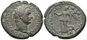 JUDAEA, Roman Administration. Domitian, 81-96. (Bronze, 25 mm, 9.86 g, 12 h), Caesarea Maritima, circa 92-93. IMP CAES DOMIT AVG GERM PM TR P XII Laur...