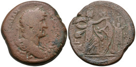 EGYPT. Alexandria. Hadrian, 117-138. Drachm (Bronze, 33 mm, 23.19 g, 12 h), year 18 = 133-134. AΥΤ ΚΑΙC ΤΡΑΙΑΝ ΑΔΡΙΑΝΟC CEΒ Laureate, draped and cuira...