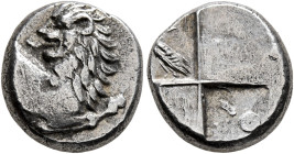 THRACE. Chersonesos. Circa 386-338 BC. Hemidrachm (Silver, 12 mm, 2.42 g, 12 h). Forepart of a lion right, head turned back to left. Rev. Quadripartit...