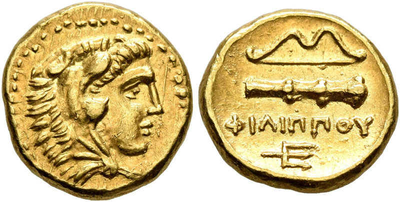 KINGS OF MACEDON. Philip II, 359-336 BC. 1/4 Stater (Gold, 11 mm, 2.18 g, 12 h),...
