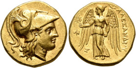 KINGS OF MACEDON. Alexander III ‘the Great’, 336-323 BC. Stater (Gold, 18 mm, 8.63 g, 6 h), Tarsos, under Philotas or Philoxenos, circa 323-317. Head ...