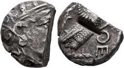 ATTICA. Athens. Circa 393-355 BC. Tetradrachm (Silver, 21 mm, 12.46 g, 9 h). Head of Athena to right, wearing crested Attic helmet decorated with thre...