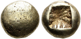 IONIA. Uncertain. Circa 650-600 BC. Hemihekte – 1/12 Stater (Electrum, 7 mm, 1.10 g), Lydo-Milesian standard. Plain globular surface. Rev. Incuse squa...