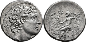 SELEUKID KINGS OF SYRIA. Antiochos IV Epiphanes, 175-164 BC. Tetradrachm (Silver, 29 mm, 17.00 g, 12 h), Ake-Ptolemais, circa 167-164. Diademed head o...