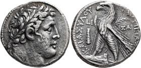 PHOENICIA. Tyre. 126/5 BC-AD 65/6. Shekel (Silver, 27 mm, 13.84 g, 12 h), CY 10 = 117/16 BC. Laureate head of Melkart to right, lion skin tied around ...