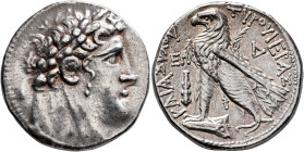 PHOENICIA. Tyre. 126/5 BC-AD 65/6. Shekel (Silver, 29 mm, 14.27 g, 1 h), CY 45 = 82/1 BC. Laureate head of Melkart to right, lion skin tied around nec...