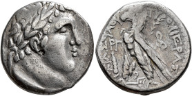 PHOENICIA. Tyre. 126/5 BC-AD 65/6. Shekel (Silver, 25 mm, 14.00 g, 1 h), CY 103 = 24/3 BC. Laureate head of Melkart to right, lion skin tied around ne...