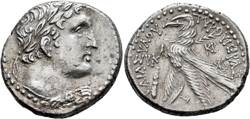 PHOENICIA. Tyre. 126/5 BC-AD 65/6. Shekel (Silver, 28 mm, 13.76 g, 2 h), CY 120 ...