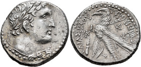 PHOENICIA. Tyre. 126/5 BC-AD 65/6. Shekel (Silver, 28 mm, 13.76 g, 2 h), CY 120 = 7/6 BC. Laureate head of Melkart to right, lion skin tied around nec...