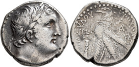 PHOENICIA. Tyre. 126/5 BC-AD 65/6. Shekel (Silver, 24 mm, 14.08 g, 12 h), CY 120 = 7/6 BC. Laureate head of Melkart to right, lion skin tied around ne...