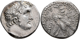 PHOENICIA. Tyre. 126/5 BC-AD 65/6. Shekel (Silver, 25 mm, 14.13 g, 1 h), CY 121 = 6/5 BC. Laureate head of Melkart to right, lion skin tied around nec...