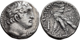 PHOENICIA. Tyre. 126/5 BC-AD 65/6. Shekel (Silver, 24 mm, 13.07 g, 12 h), CY 121 = 6/5 BC. Laureate head of Melkart to right, lion skin tied around ne...