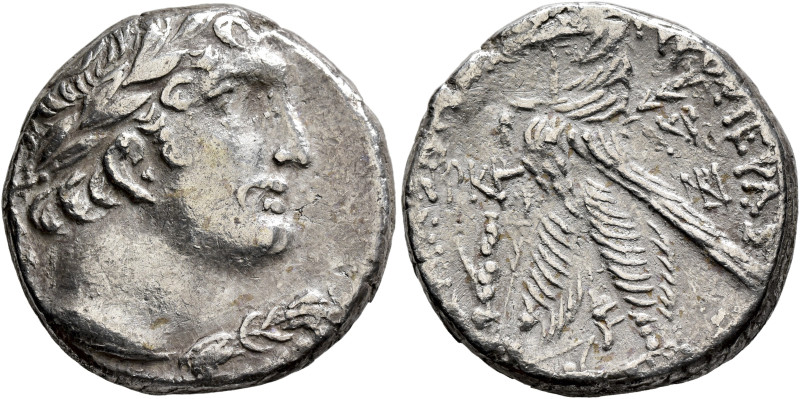 PHOENICIA. Tyre. 126/5 BC-AD 65/6. Shekel (Silver, 24 mm, 14.00 g, 12 h), CY 123...