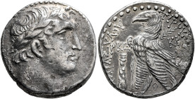 PHOENICIA. Tyre. 126/5 BC-AD 65/6. Shekel (Silver, 23 mm, 14.06 g, 12 h), CY 125 = 2/1 BC. Laureate head of Melkart to right, lion skin tied around ne...