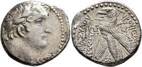 PHOENICIA. Tyre. 126/5 BC-AD 65/6. Shekel (Silver, 26 mm, 14.25 g, 12 h), CY 128 = AD 2/3. Laureate head of Melkart to right, lion skin tied around ne...