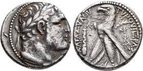 PHOENICIA. Tyre. 126/5 BC-AD 65/6. Shekel (Silver, 26 mm, 14.19 g, 1 h), CY 135 = AD 9/10. Laureate head of Melkart to right, lion skin tied around ne...