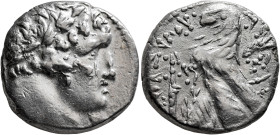 PHOENICIA. Tyre. 126/5 BC-AD 65/6. Shekel (Silver, 23 mm, 13.67 g, 12 h), CY 136 = AD 10/11. Laureate head of Melkart to right, lion skin tied around ...