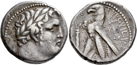 PHOENICIA. Tyre. 126/5 BC-AD 65/6. Shekel (Silver, 25 mm, 14.14 g, 12 h), CY 136 = AD 10/11. Laureate head of Melkart to right, lion skin tied around ...