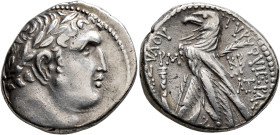 PHOENICIA. Tyre. 126/5 BC-AD 65/6. Shekel (Silver, 26 mm, 14.32 g, 12 h), CY 140 = AD 14/15. Laureate head of Melkart to right, lion skin tied around ...