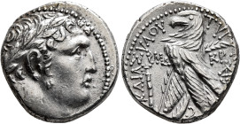 PHOENICIA. Tyre. 126/5 BC-AD 65/6. Shekel (Silver, 24 mm, 14.06 g, 1 h), CY 144 = AD 18/19. Laureate head of Melkart to right, lion skin tied around n...