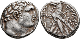 PHOENICIA. Tyre. 126/5 BC-AD 65/6. Shekel (Silver, 25 mm, 14.16 g, 12 h), CY 144 = AD 18/19. Laureate head of Melkart to right, lion skin tied around ...