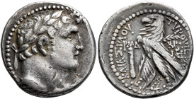 PHOENICIA. Tyre. 126/5 BC-AD 65/6. Half Shekel (Silver, 21 mm, 6.85 g, 1 h), CY 144 = AD 18/19. Laureate head of Melkart to right, lion skin tied arou...