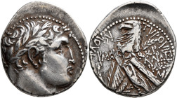 PHOENICIA. Tyre. 126/5 BC-AD 65/6. Shekel (Silver, 29 mm, 14.21 g, 12 h), CY 145 = AD 19/20. Laureate head of Melkart to right, lion skin tied around ...