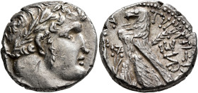 PHOENICIA. Tyre. 126/5 BC-AD 65/6. Shekel (Silver, 24 mm, 14.20 g, 12 h), CY 155 = AD 29/30. Laureate head of Melkart to right, lion skin tied around ...