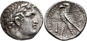 PHOENICIA. Tyre. 126/5 BC-AD 65/6. Shekel (Silver, 25 mm, 14.34 g, 12 h), CY 159 = AD 33/4. Laureate head of Melkart to right, lion skin tied around n...