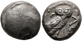 EDOM (IDUMAEA). 4th century BC. Drachm (Silver, 13 mm, 4.21 g), imitating Athens. Head of Athena to right, wearing crested Attic helmet, degraded to n...