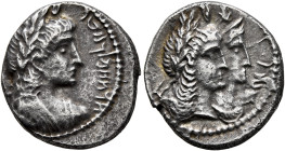 NABATAEA. Aretas IV, with Huldu, 9 BC-AD 40. Drachm (Silver, 18 mm, 4.69 g, 1 h), Petra, year 1 = 9/8 BC. 'ḥrtt mlk nbtw ('Aretas, King of the Nabatae...