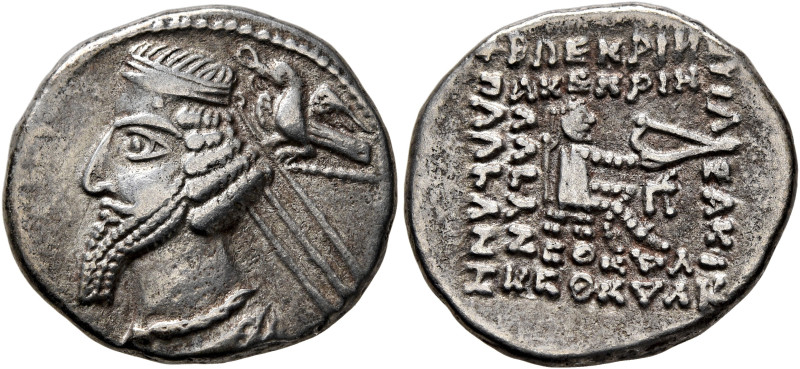 KINGS OF PARTHIA. Phraates IV, circa 38-2 BC. Drachm (Silver, 18 mm, 3.88 g, 1 h...