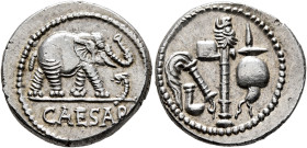 Julius Caesar, 49-44 BC. Denarius (Silver, 19 mm, 3.88 g, 7 h), military mint moving with Caesar in Gallia Narbonensis or Hispania Citerior, 49-48. CA...