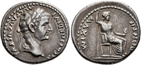 Tiberius, 14-37. Denarius (Silver, 19 mm, 3.70 g, 12 h), Lugdunum, group 1, circa 15-18. TI CAESAR DIVI AVG F AVGVSTVS Laureate head of Tiberius to ri...