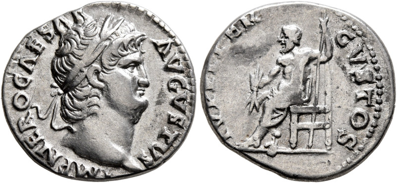 Nero, 54-68. Denarius (Silver, 17 mm, 3.42 g, 6 h), Rome, 66-67. IMP NERO CAESAR...