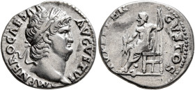 Nero, 54-68. Denarius (Silver, 17 mm, 3.42 g, 6 h), Rome, 66-67. IMP NERO CAESAR AVGVSTVS Laureate head of Nero to right. Rev. IVPPITER CVSTOS Jupiter...