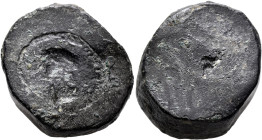 Nero, 54-68. Coin Die for a Denarius Obverse (Bronze, 25x22 mm, 54.66 g). Incuse laureate head of Nero to left; around, illegible legend, partially er...