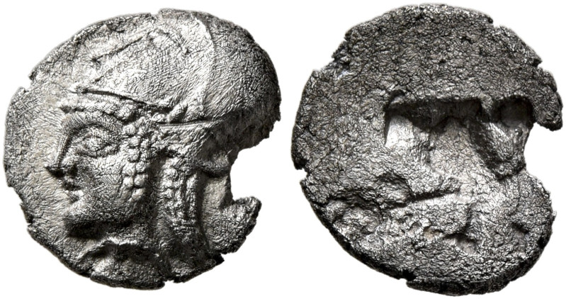 GAUL. Massalia. Circa 475-460 BC. Obol (Silver, 10 mm, 0.66 g, 12 h), Phokaic st...