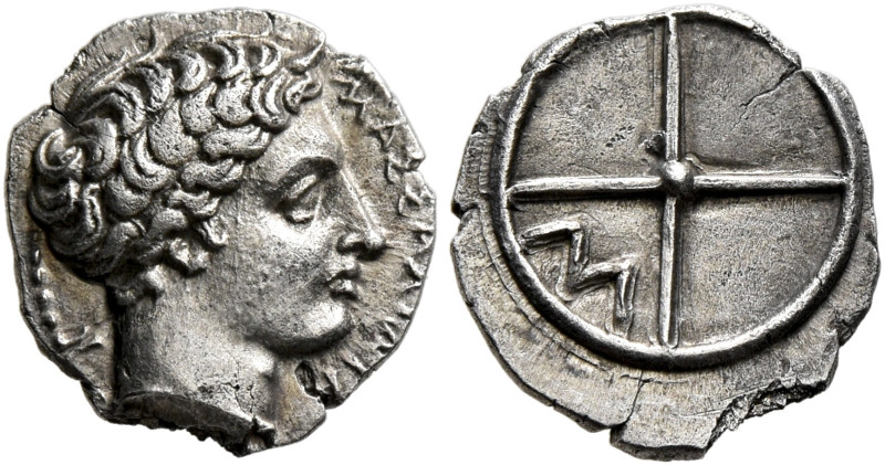 GAUL. Massalia. Circa 410-380 BC. Obol (Silver, 10 mm, 0.76 g, 1 h). MAΣΣAΛIΩTA-...