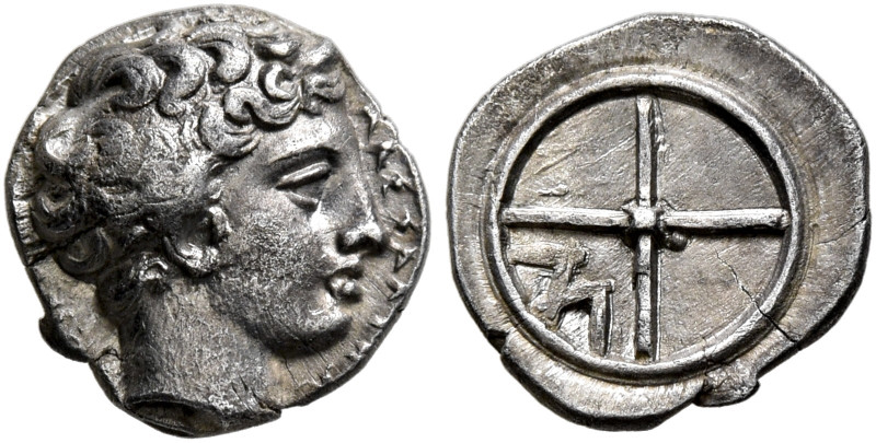 GAUL. Massalia. Circa 410-380 BC. Obol (Silver, 10 mm, 0.77 g, 12 h). ΜΑΣΣΑΛΙΗΩ-...