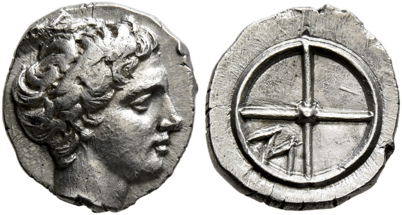 GAUL. Massalia. Circa 410-380 BC. Obol (Silver, 10 mm, 0.76 g, 6 h). Horned head...