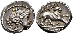 GAUL. Massalia. Circa 125-90 BC. Drachm (Silver, 16 mm, 2.68 g, 8 h). Draped bust of Artemis to right, wearing stephane, triple-pendant earring and ne...