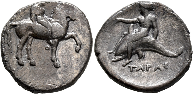 CALABRIA. Tarentum. Circa 365-355 BC. Didrachm or Nomos (Silver, 22 mm, 7.38 g, ...