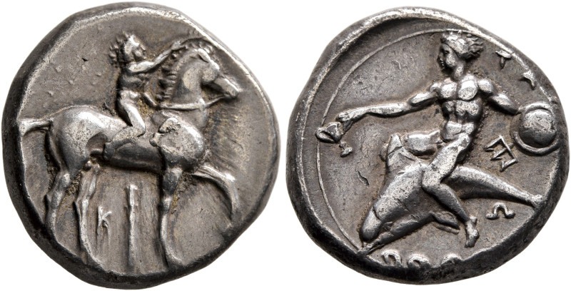 CALABRIA. Tarentum. Circa 340-335 BC. Didrachm or Nomos (Silver, 20 mm, 7.84 g, ...