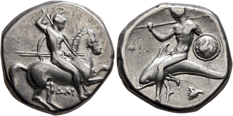 CALABRIA. Tarentum. Circa 302-290 BC. Didrachm or Nomos (Silver, 20 mm, 7.75 g, ...
