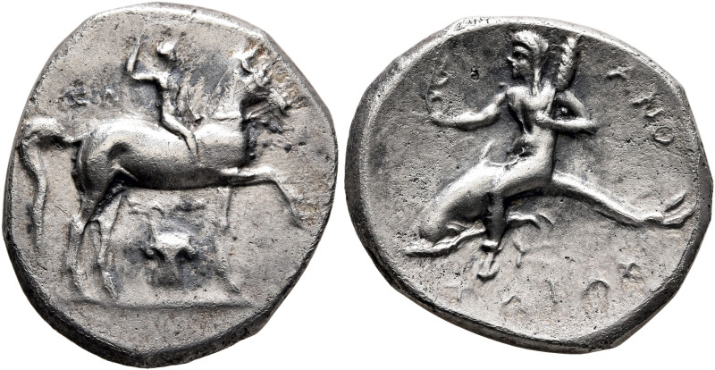 CALABRIA. Tarentum. Circa 280-272 BC. Didrachm or Nomos (Silver, 21 mm, 6.34 g, ...