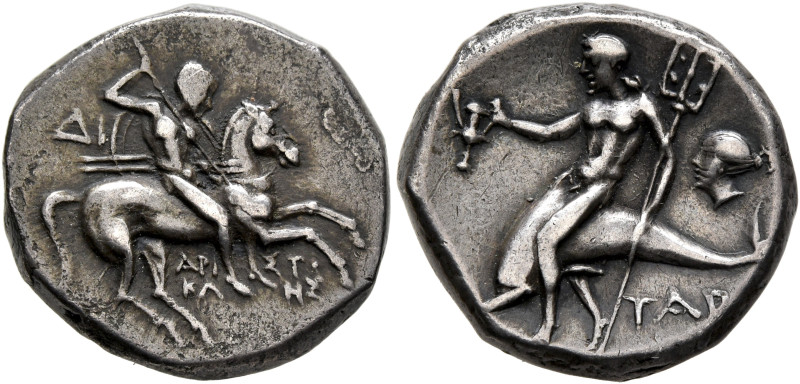 CALABRIA. Tarentum. Circa 272-240 BC. Didrachm or Nomos (Silver, 19 mm, 6.64 g, ...