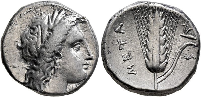 LUCANIA. Metapontion. Circa 330-290 BC. Didrachm or Nomos (Silver, 20 mm, 7.83 g...