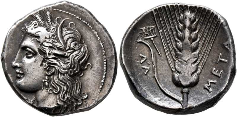 LUCANIA. Metapontion. Circa 330-290 BC. Nomos (Silver, 21 mm, 7.95 g, 10 h), Dor...